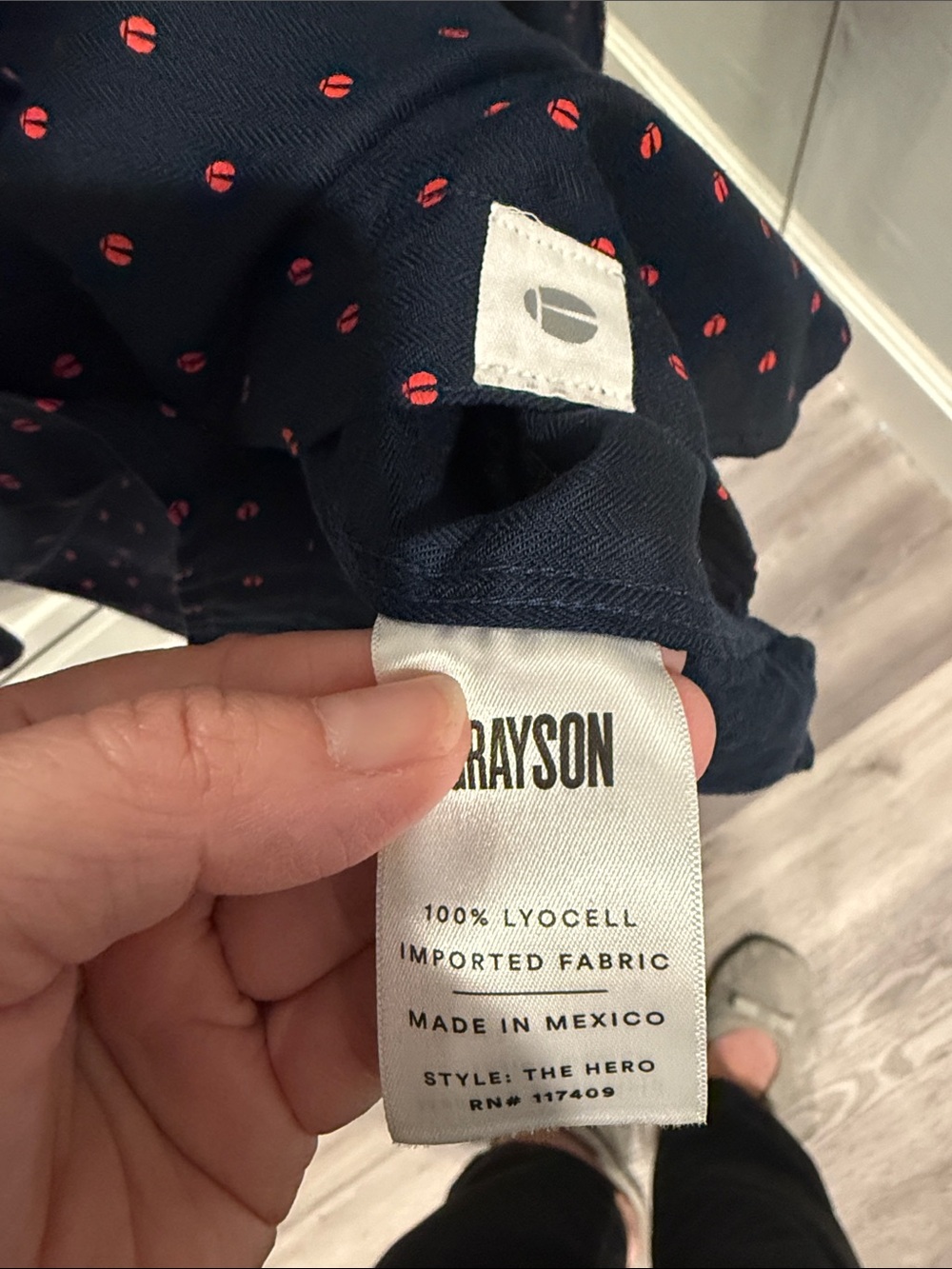Grayson Navy Button-Down Shirt with lady bug Print - Picture 3 of 5